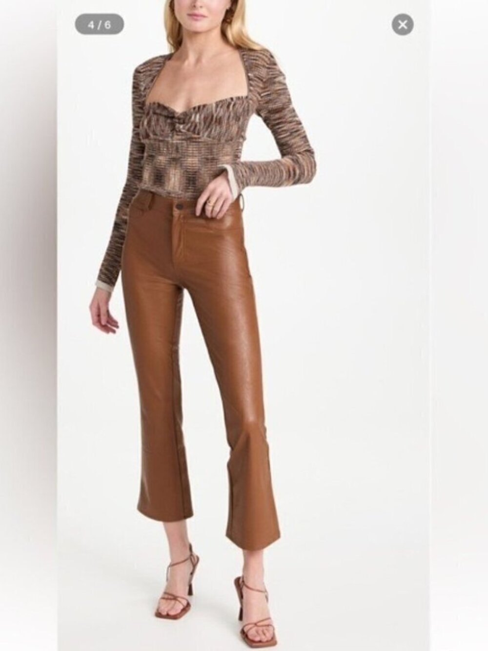 Paige Claudine Ankle Flare Jeans Faux Leather in Dark Argan size 28 NWOT